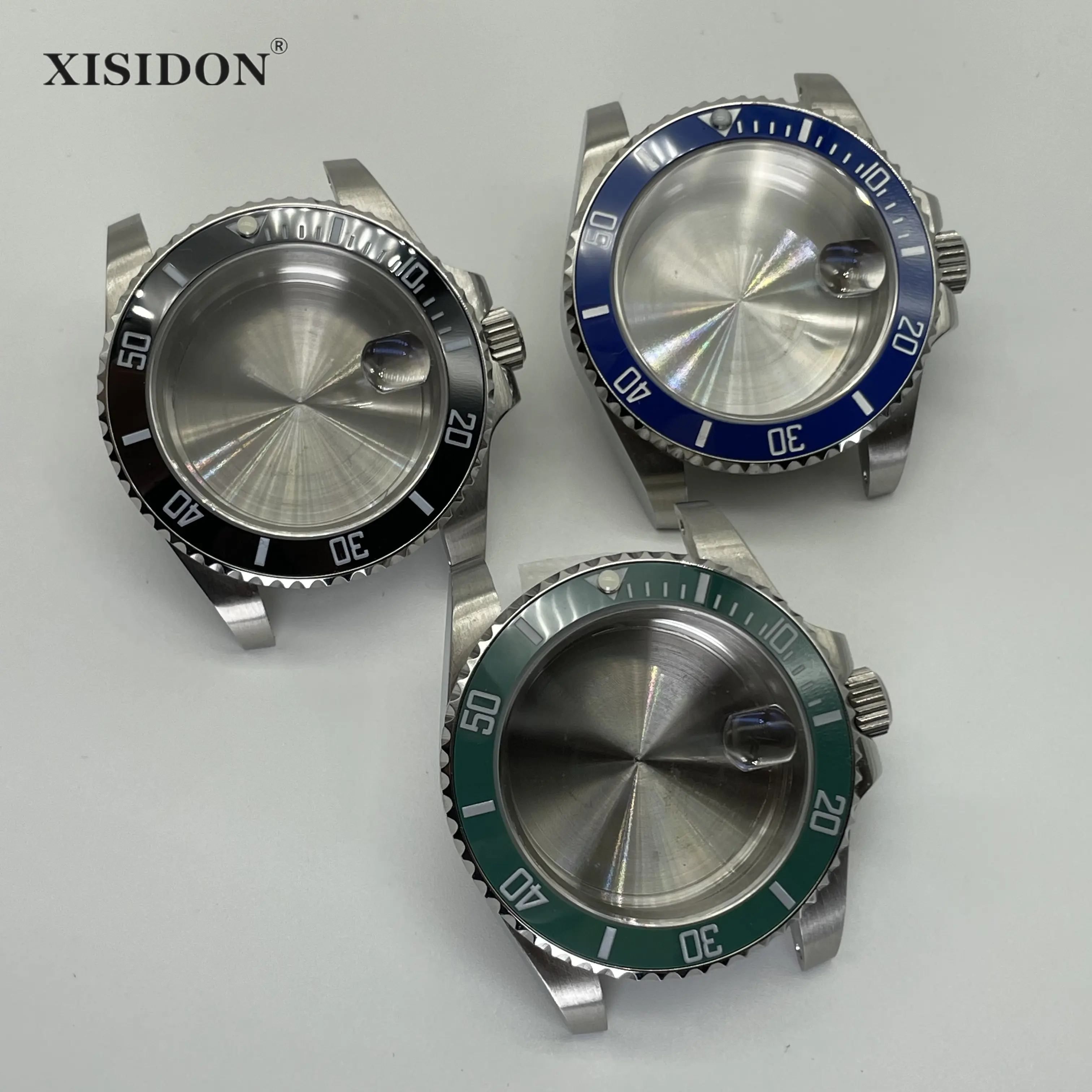 

40mm Submariner Cases Men's Watch Ceramic Bezel Stainless Steel Sapphire Glass Fit nh35 nh36 eta 2824 miyota 8215 Dial Movement