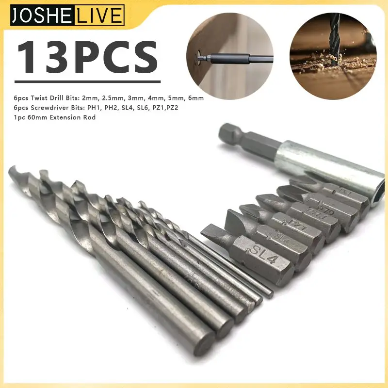 

13PCS/set Multi-functionTwist Drill Bits Socket Extension Rod Screwdriver Bits Tool Set for Electrical Tools