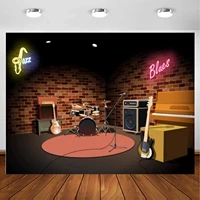 Photography Backdrop For Rock And Roll Jazz Blues Music Club Stage  Music Band Instrument Concert Greeting Party Background