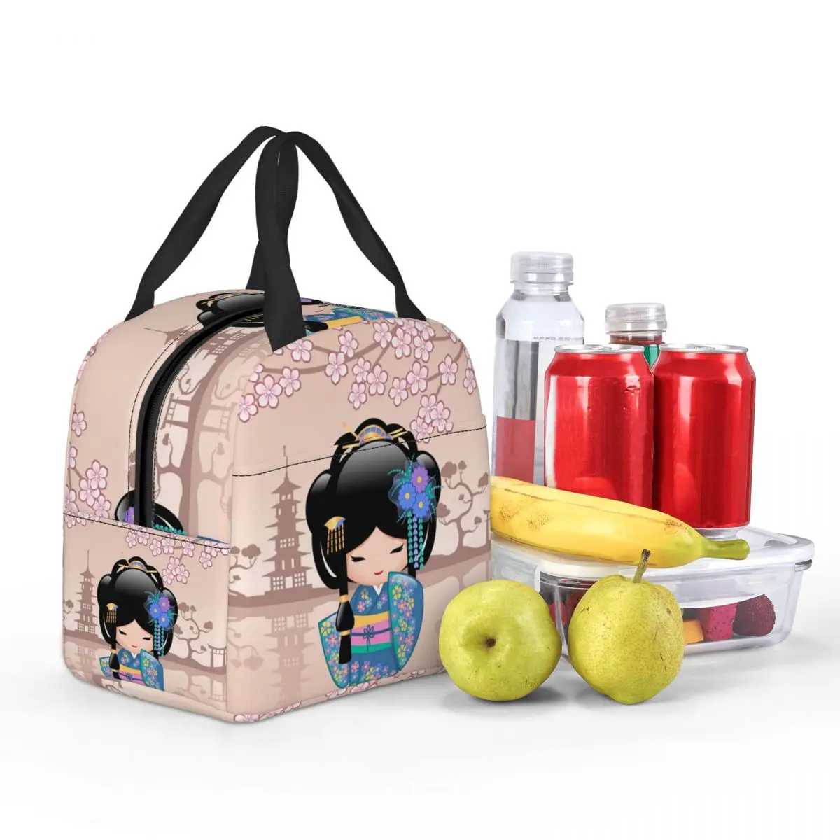 Пользовательские японские куклы Кико Кокеши с принтом изолированные сумки для