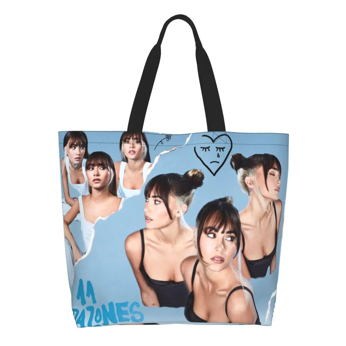 

Сумка-тоут для покупок с коллажем Kawaii aiтана, многоразовая Холщовая Сумка через плечо с испанским певицом для продуктов