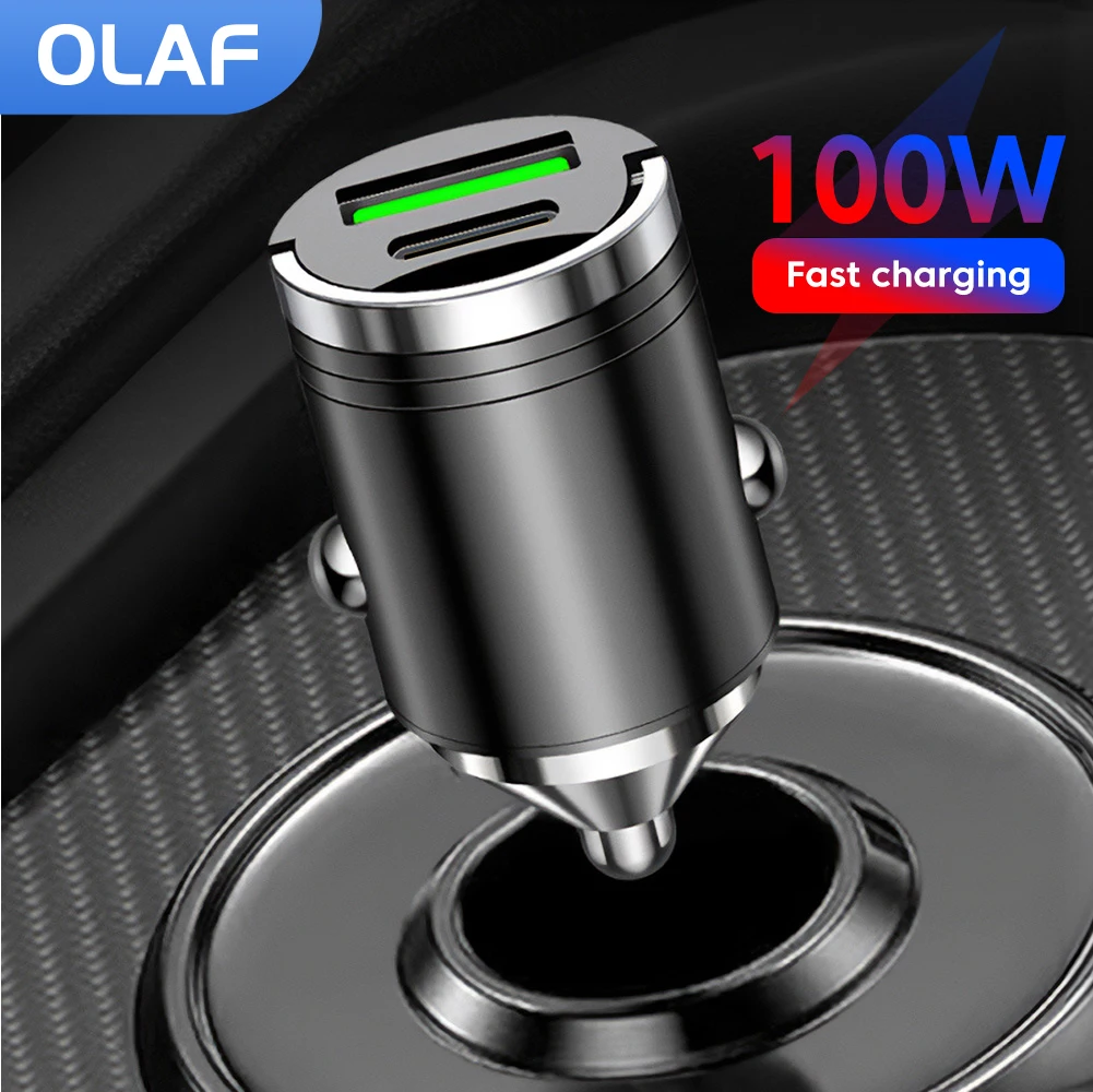 Автомобильное зарядное устройство Mini 100 Вт/30 Вт USB C, быстрая зарядка PD, быстрая зарядка 3,0, автомобильное зарядное устройство USB для телефона, адаптер для iPhone, Xiaomi, Samsung, Huawei