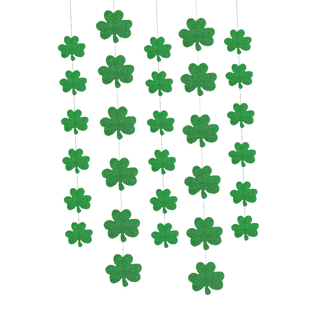 

Glitter Green Hanging Paper Banners Shamrock Decorationsparty Decoration