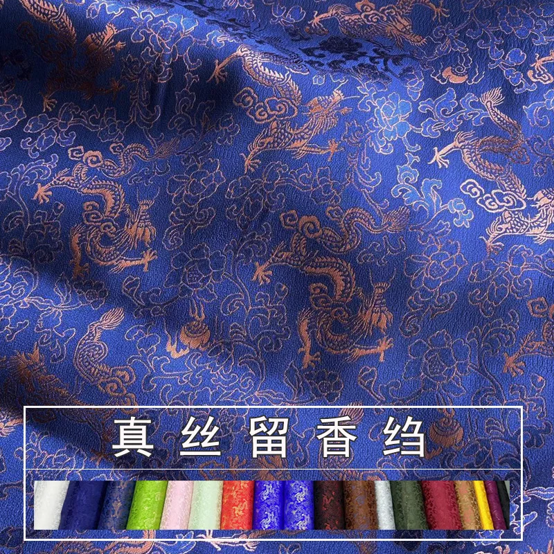 Фото Тяжелая жаккардовая шелковая ткань Liuxiang Crepe с узором дракона, традиционный китайский материал для пальто и курток №3