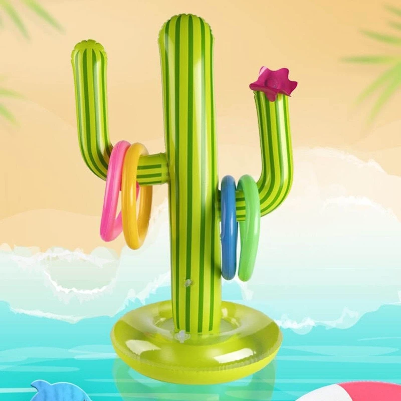 Inflatable Cactus Ring Toy Pool Float Ring Toys for Pool Party/Game Travel/Swim QX2D