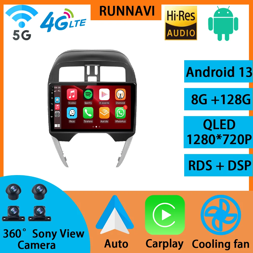 

Автомагнитола на Android 13 для Nissan Versa латио Sunny LHD 2014-2019, стерео, мультимедийный видеоплеер, навигация GPS, беспроводной Carplay