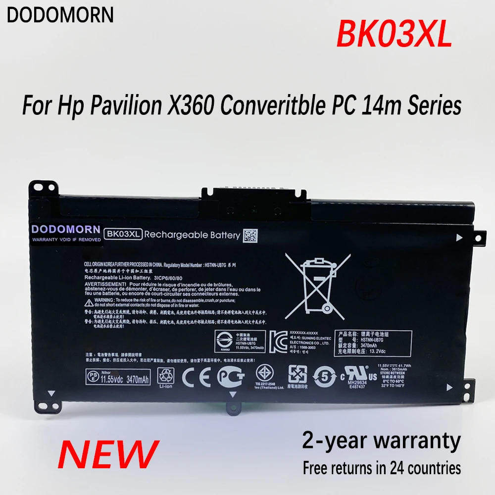 

Новая батарея ноутбука DODOMORN BK03XL для HP Pavilion X360 14 14m 14 - BA033TX 14 - ba001ns HSTNN - LB7S HSTNN - UB7G