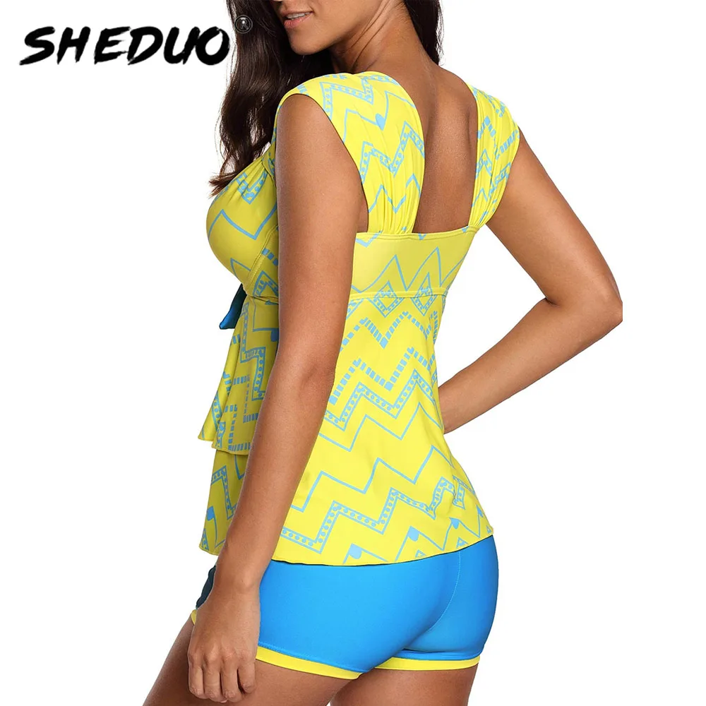 Фото SHEDUO 2022 новый сексуальный купальник из двух частей с цветочным принтом с оборками купальники с зазубринами женский купальный костюм Пляжная... №3