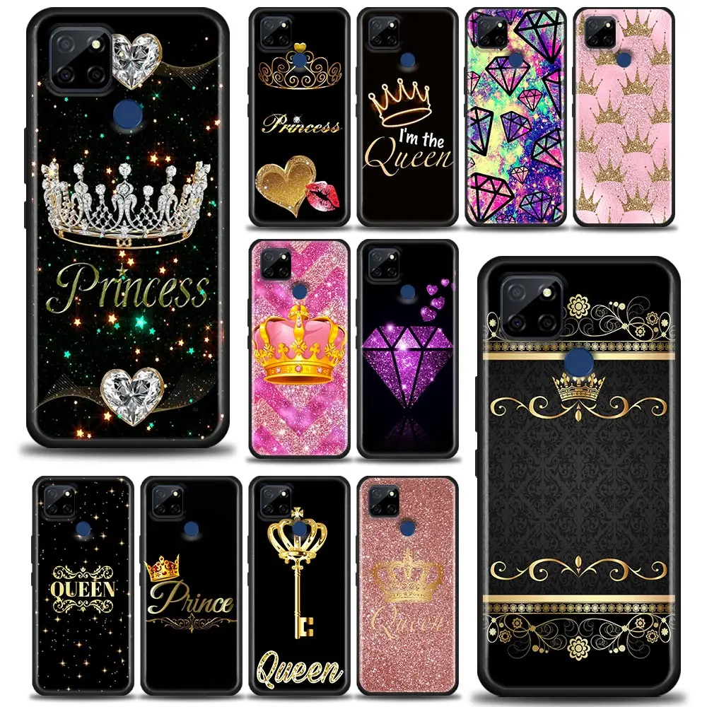 

Phone Case for Realme Q2 C20 C21 V15 8 Case C25 GT Neo V13 5G X7 Pro Ultra C21Y Soft Silicon Cover Cute Mom Queen Princess Crown