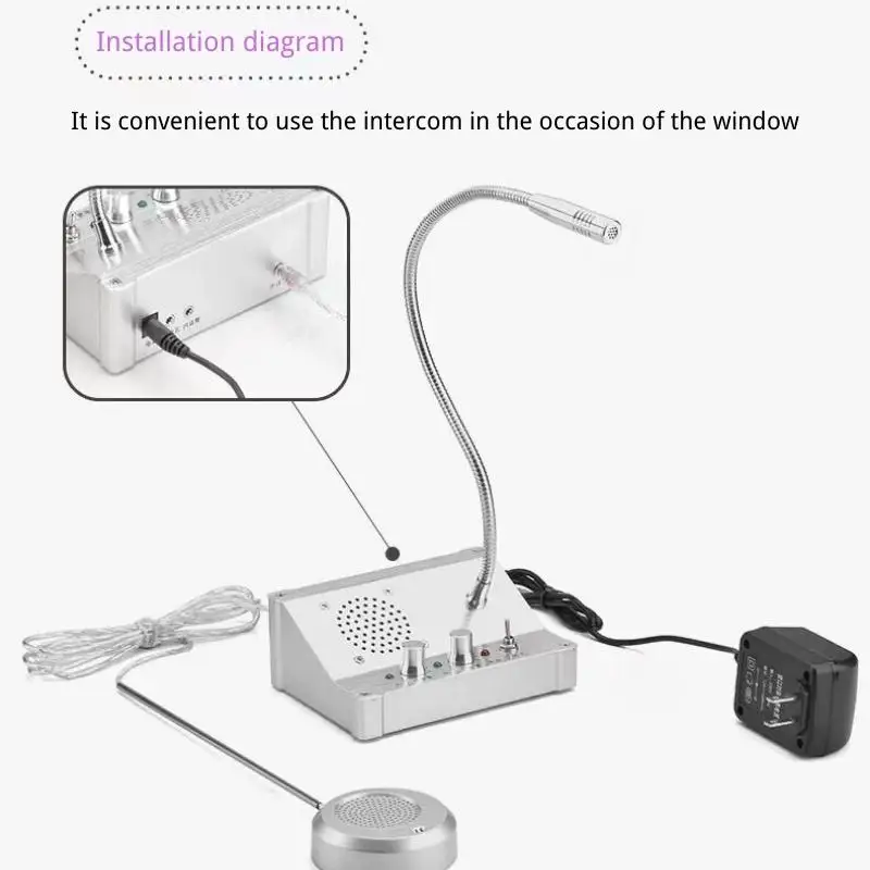 Intercom Bank Ruyage J55 Window Intercom System Dual Way Interphone Window Speaker Two-way Intercom for Pharmacy Bank