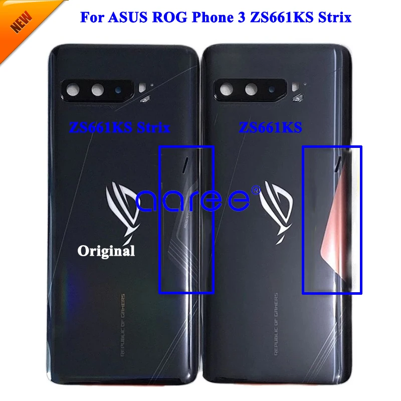 Крышка батареи для ASUS Rog Phone 3 ZS661KS задний корпус для US ZS671KS Strix задняя дверь с клеем и объектив камеры