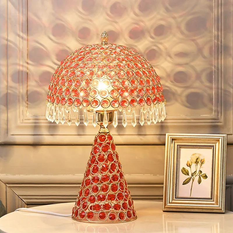 

Desk Lamps Nordic Bedside Mushroom LED For Home Wedding Table Light Crystal Creative Room Decoration Bedroom night stand lampara