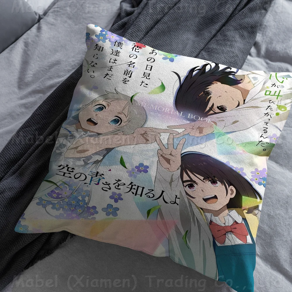Anohana The Flower We Saw That Day Anime Pillowcase Toon Gift Cushion Cover Bedroom Home Sofa Chair Seat Decor Pillow Case