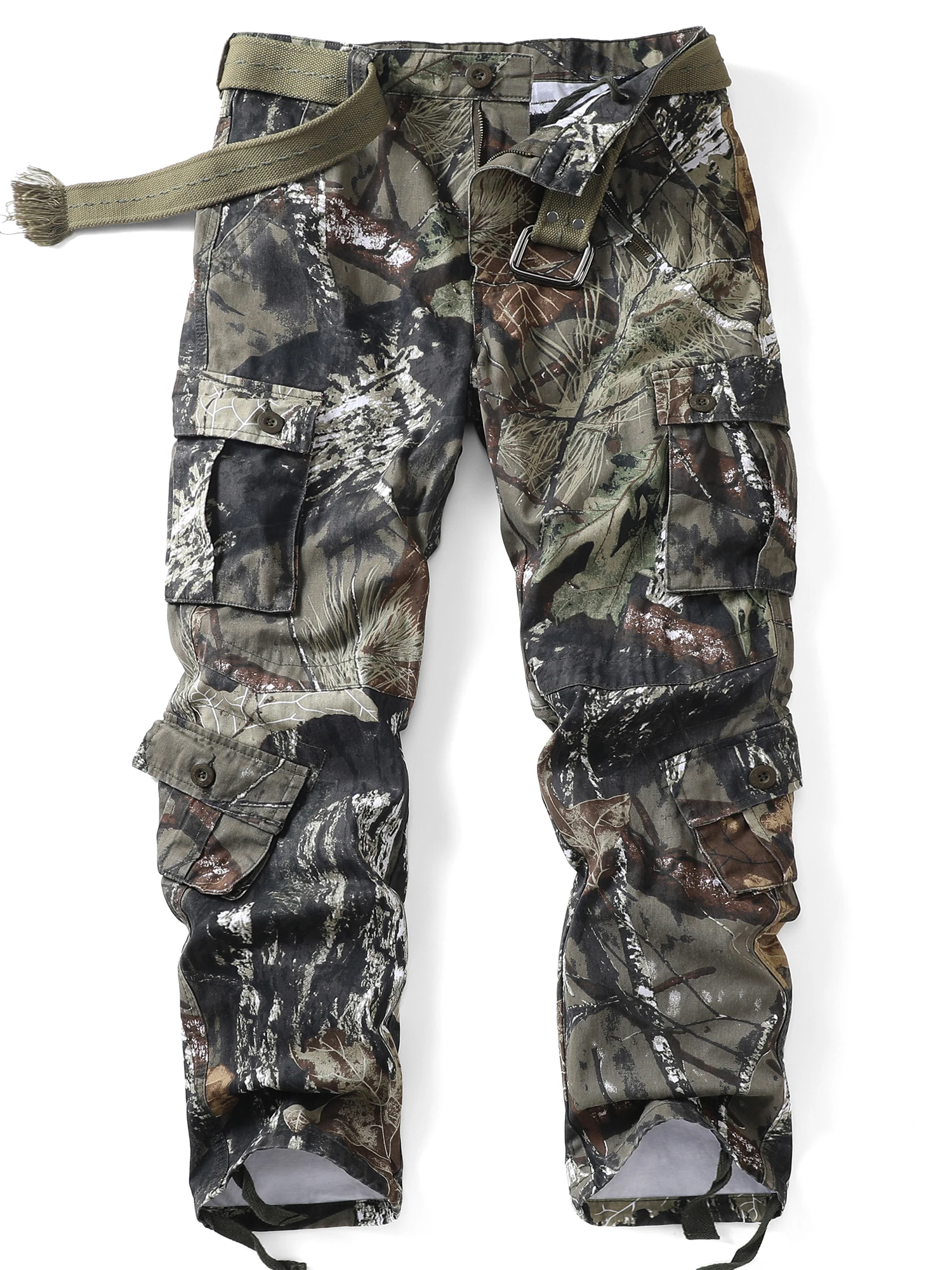 Мужские камуфляжные брюки-карго AKARMY — несколько карманов с клапанами свободного