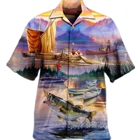 summer hawaiian mens shirt viking warrior print short sleeve top cuban collar shirt mens vintage oversized men clothing 5xl