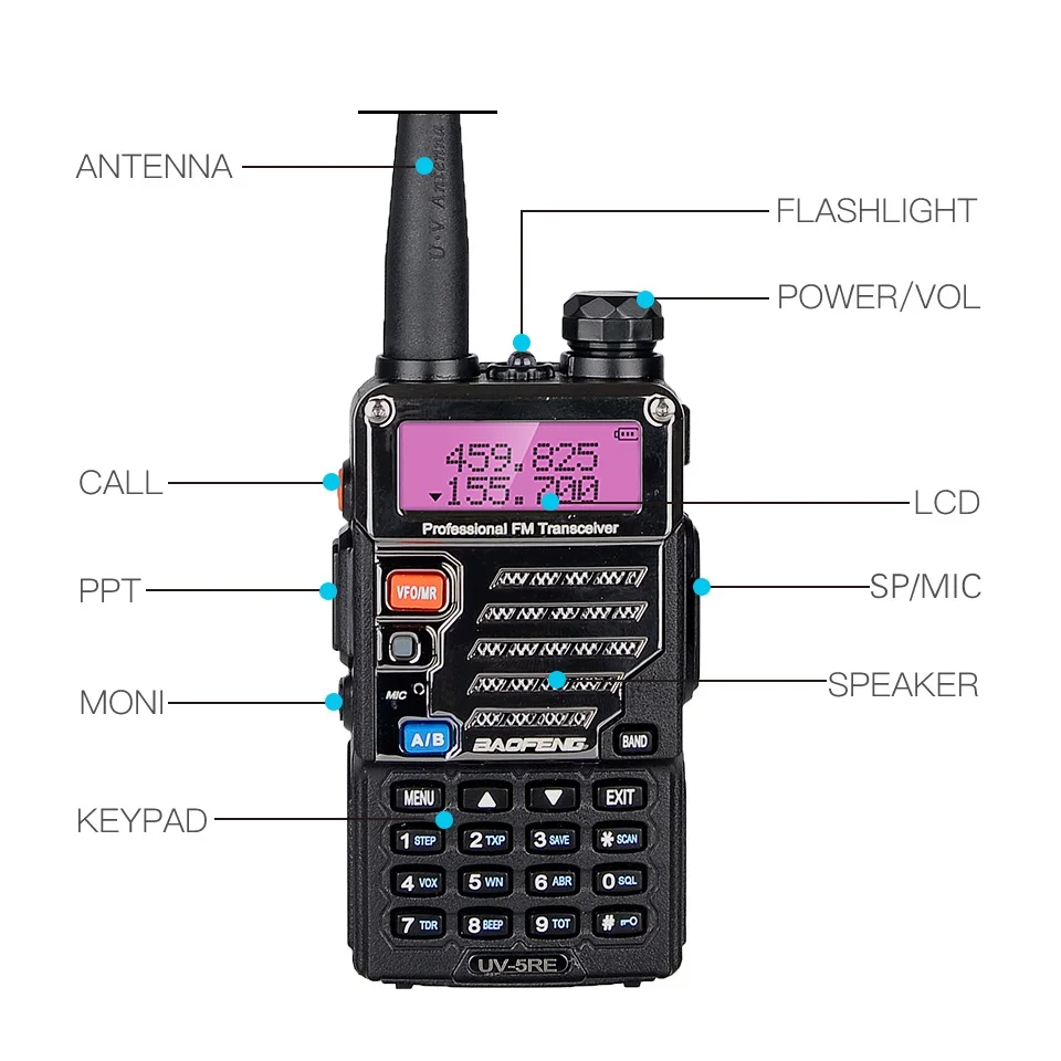 Baofeng UV-5R Updated UV-5RE Professional Walkie Talkie Long Range for Trucker VHF UHF Dual Band Two Way Ham Radio Transceiver