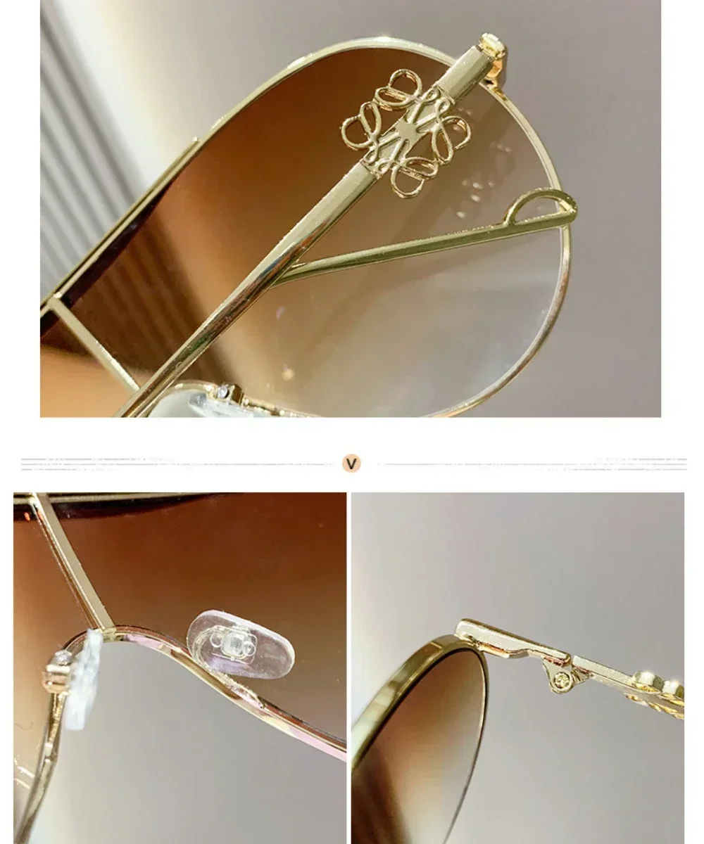 Женские солнцезащитные очки в металлической оправе большие оверсайз особой