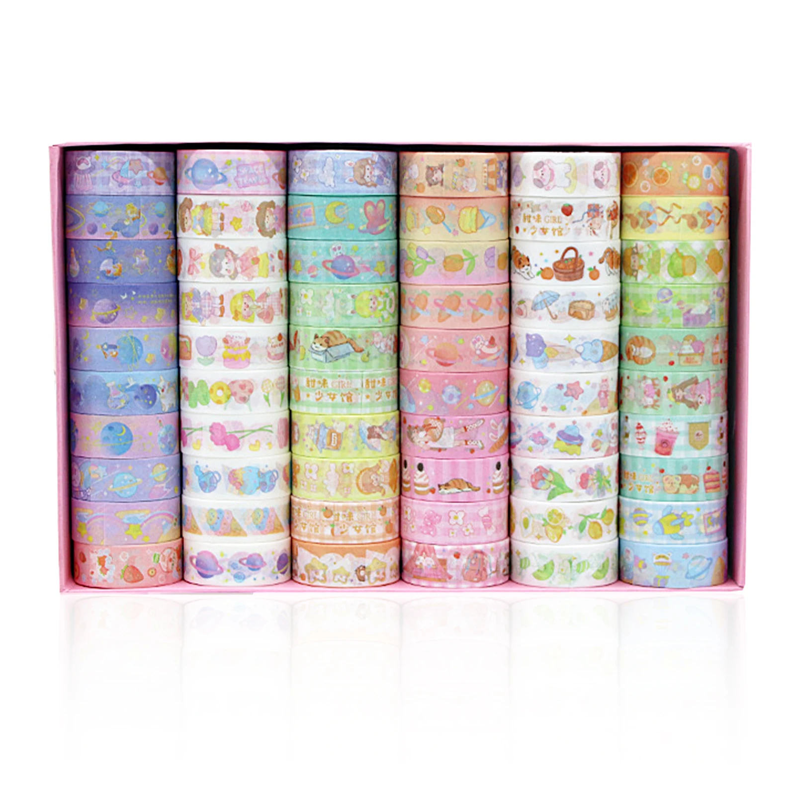 

60rolls Journal Wrapping Stationery DIY Different Pattern Scrapbooking Sticker Washi Tape Set Cute Cartoon Kids Adults Removable
