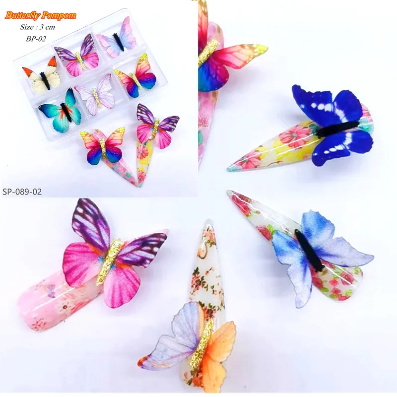 

50Pcs Aurora Transparent Color Butterfly Nail Art Decorations 3D Flying Butterfly Nails Accessories Charms Jewelry DIY Manicure
