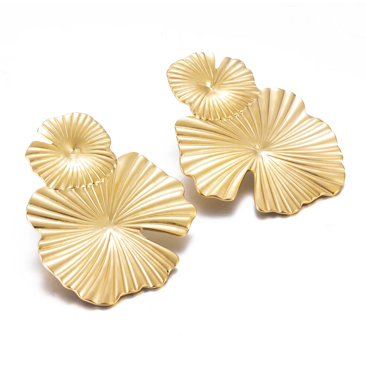 

Fashion Metal Exaggeration Flower Drop Dangle Earrings For Woman Stainless Steel Earrings Large Party Jewelry