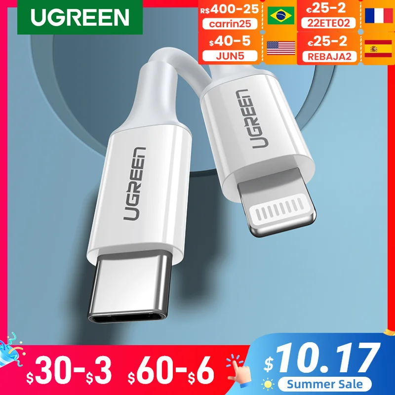 

Ugreen MFi USB Type C Cable to Lightning PD Charger Cable for iPhone 13 12 Pro Max Type C Fast Charging Data Cable for Mini iPad
