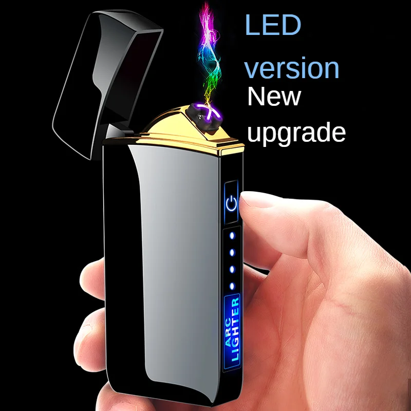

Metal Double Arc Plasma Electric Lighter USB Lighter Windproof LED Power Display Touch Induction Lighters Smoking Men's Gift
