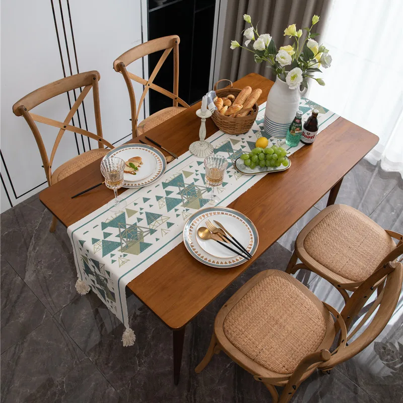 

Роскошная настольная дорожка в скандинавском стиле с геометрическим рисунком, современное простое свежее покрытие для стола, баннер для кр...