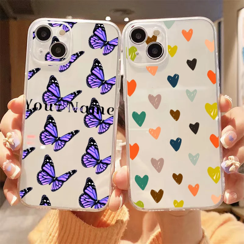 

Simple Butterfly Love For Apple iPhone 13 12 11 Pro Max Mini X XR XS Max SE 6 6S 7 8 Plus Clear Phone Case Shockproof