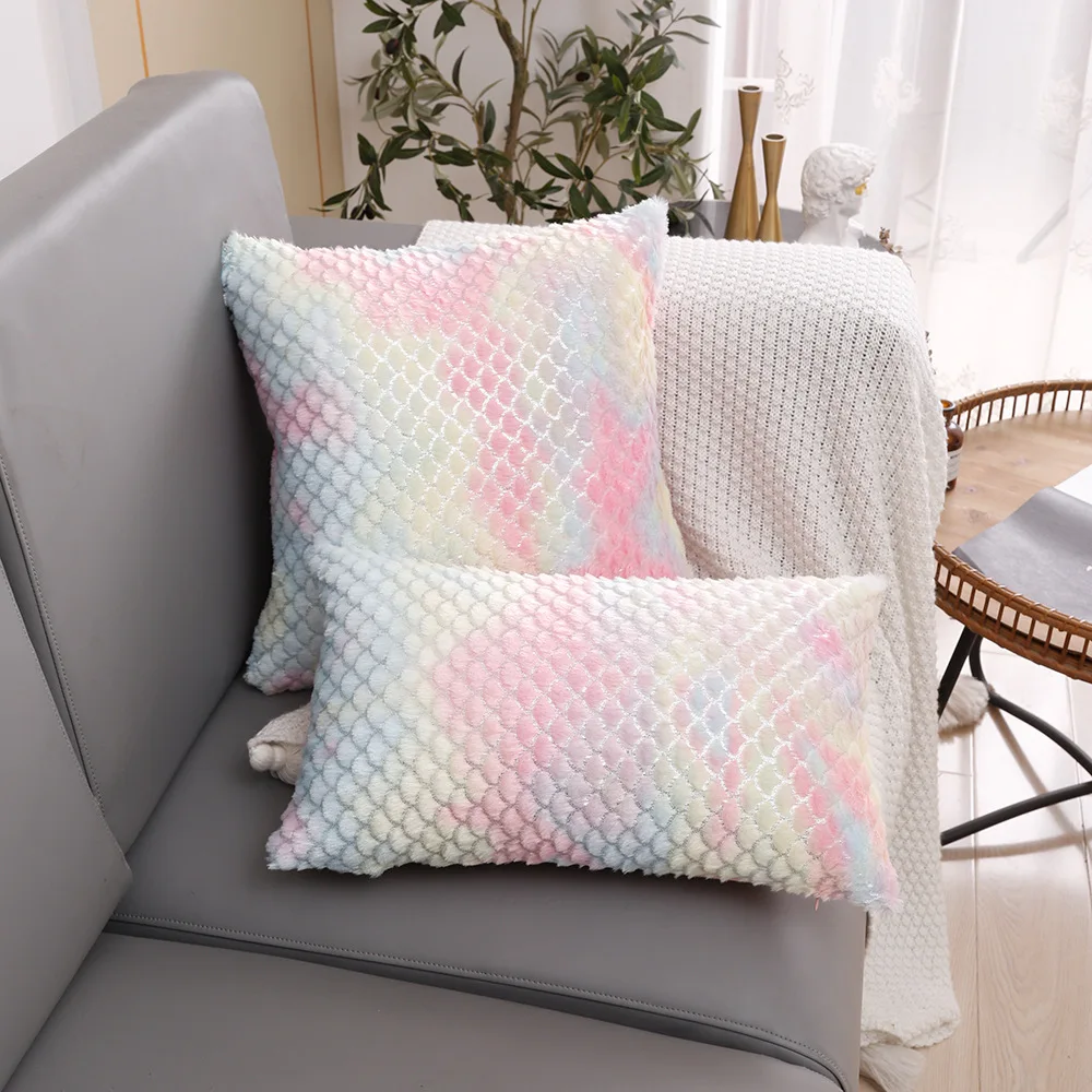 

Plush Cushion Cover 45x45/30x50cm Pink Velvet Pillow Case Silver Soft Decorative Pillow Cover Cozy Couch Sofa Bed Home Decor