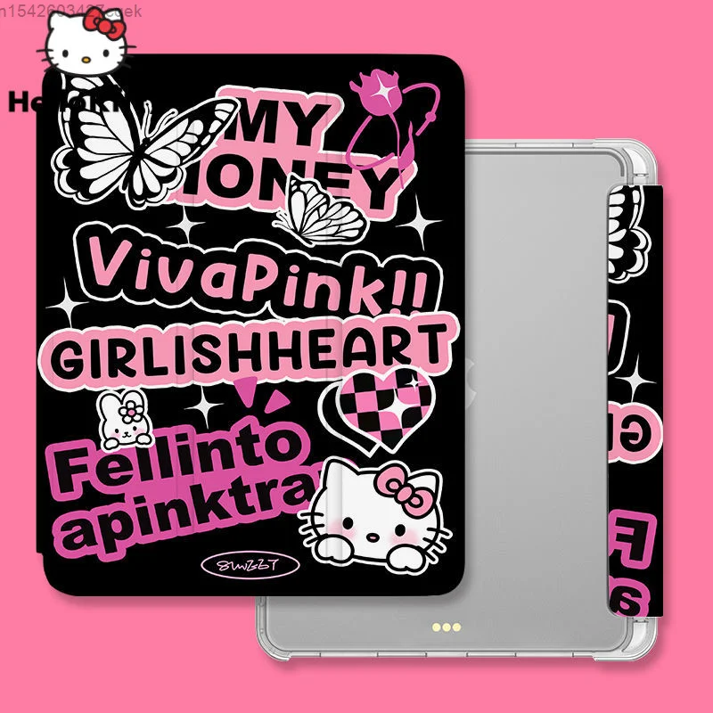 

Sanrio Hello Kitty IPad Case Cool Cover IPad 10.2 10.9 Inch Mini6 Air5 Three Fold Fashion Case IPad Pro 11 12.9 Protective Case