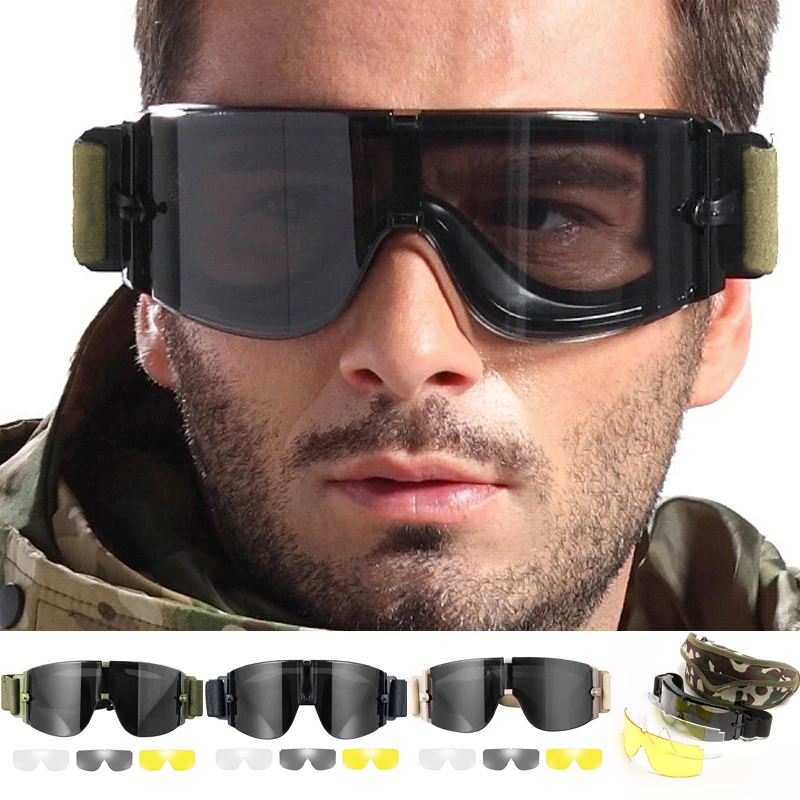 Army Tactical Goggles Airsoft Glasses Paintball Shooting Glasses Windproof Military Tactical Goggles Anti-UV Protection Glasses