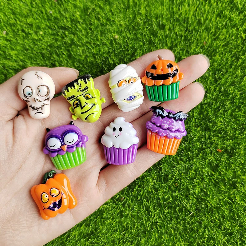 10 шт. милые красочные полимерные 3D призраки летучая мышь торт Тыква Сова череп