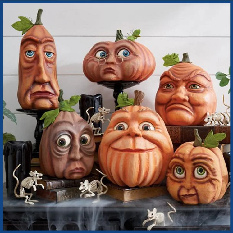 

Pumpkin Head Outdoor Garden Decoration Artificial Pumpkin Statue Ghost Party Monster Pumpkin Face Halloween Party Decorations