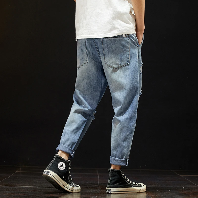 Mens Ripped Jeans Light Blue Distressed 