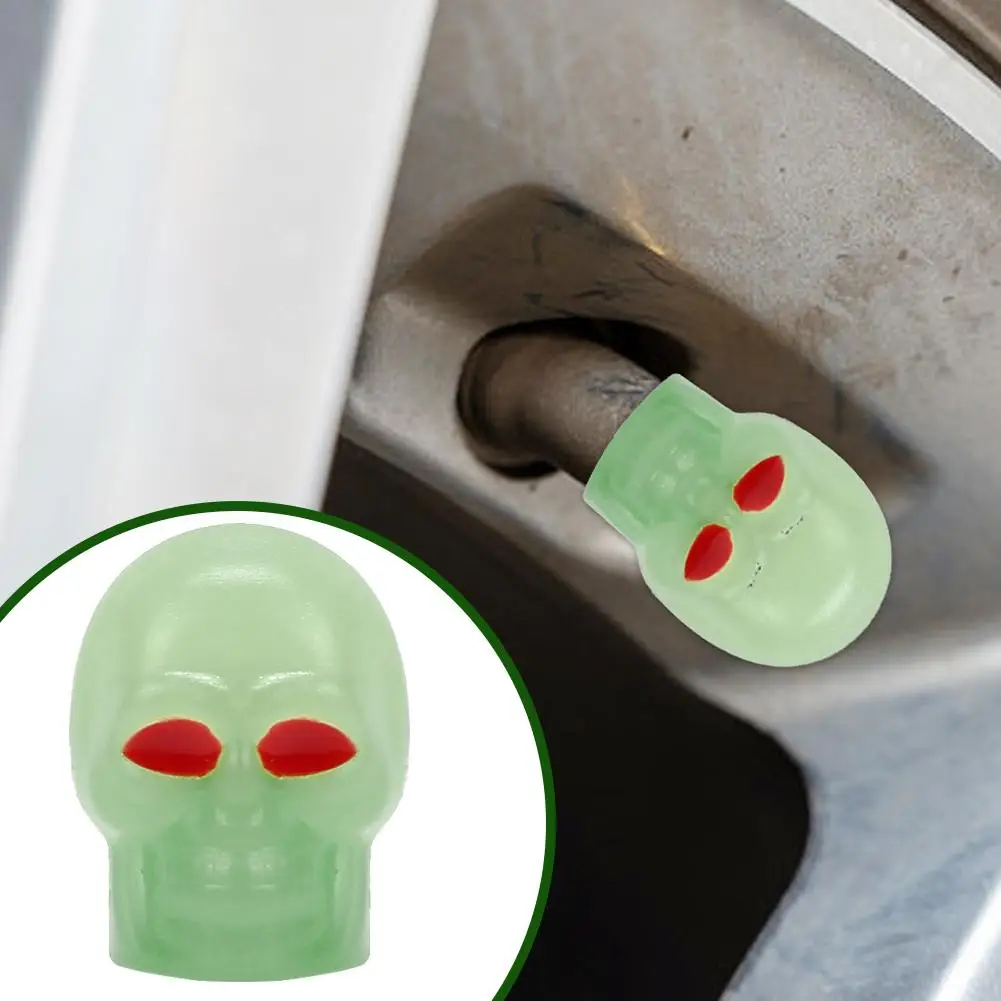 

Флуоресцентная зеленая крышка для велосипеда с черепом в виде ужаса на Хэллоуин, воздушная крышка, автомобильная насадка, электрическое пылезащитное колесо, дизайн C4G8