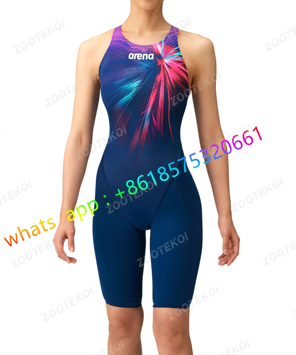 2023 Women One Piece Swimwear Professional Knee Length Racing Swimsuit Sports Swimwear Surfing Bikini Bathing Suit Monokinis