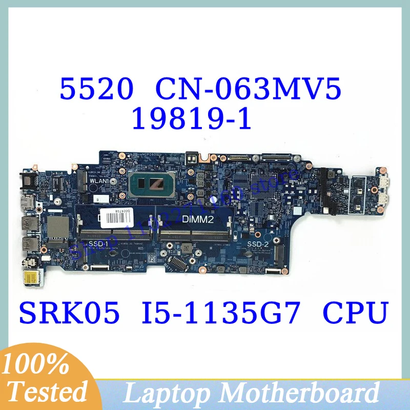 

CN-063MV5 063MV5 63MV5 For DELL 5520 With SRK05 I5-1135G7 CPU Mainboard 19819-1 Laptop Motherboard 100% Full Tested Working Well