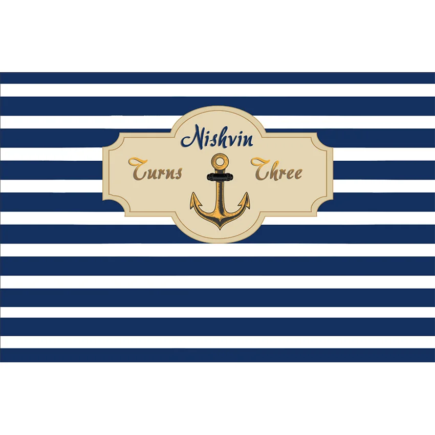 Фон для фотосъемки с изображением моряка Mehofond в белую и темно-синюю полоску -