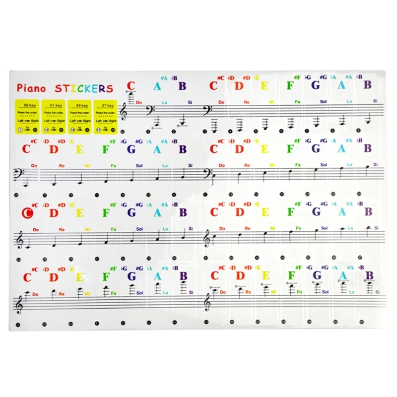

88/61/49 Keys, Large Letter Piano Stickers, Piano Keyboard Letters, Notes Labels