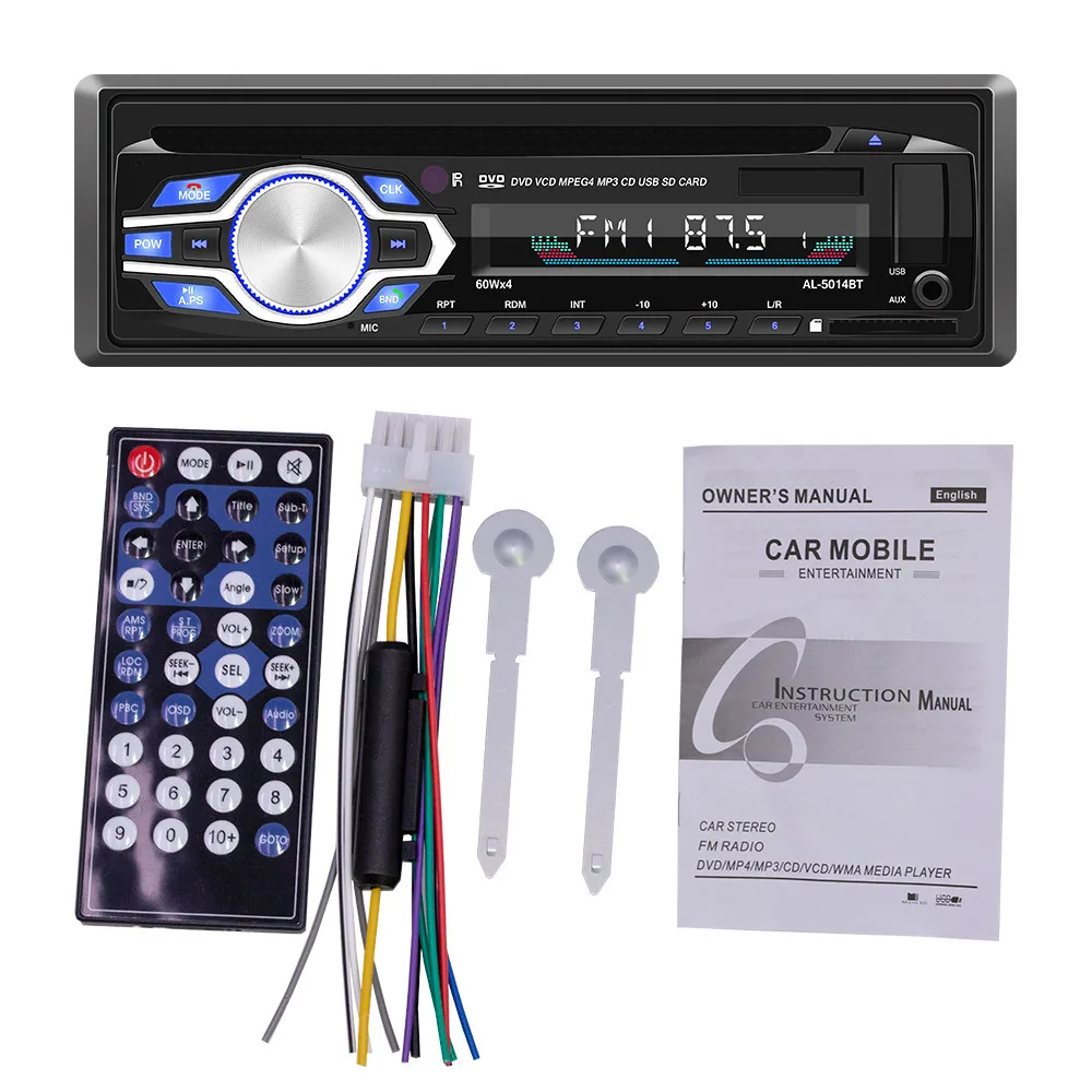 5014BT Universal Car MP5 Player Radio Function Bluetooth Connection AUX CD/VCD/DVD RCA audio output Multifunctional Auto Player