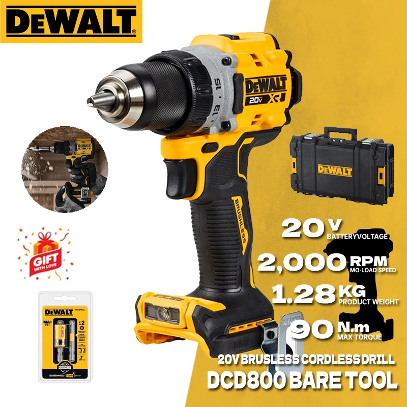 DEWALT DCD800B Cordless Compact Drill Driver Bare Tool 20V XR 1/2-in Brushless Hand Electric Drill Kit Dewalt Power Tools DCD800