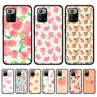 fruit juicy peach pink pattern phone case for redmi note 10 9 8 6 pro 8t 5a 4x x 5 plus 7 7a 9a k20 cover