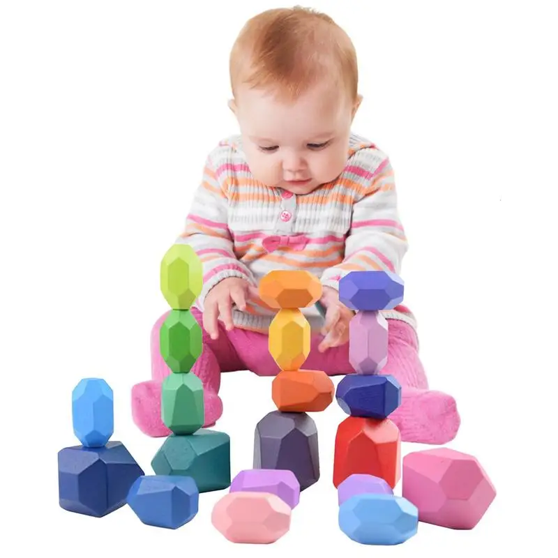 

Деревянные штабелируемые камни, строительные блоки, цветные твердые деревянные камни, дошкольные развивающие игры, игрушки для детей, малышей