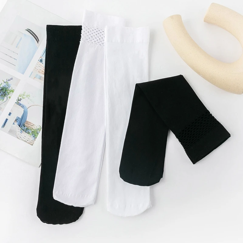 

Calf Socks Woman Clothes Sexy Knee Length Kawaii Solid Harajuku Breathable Thin Mesh Velvet Women's Underwear