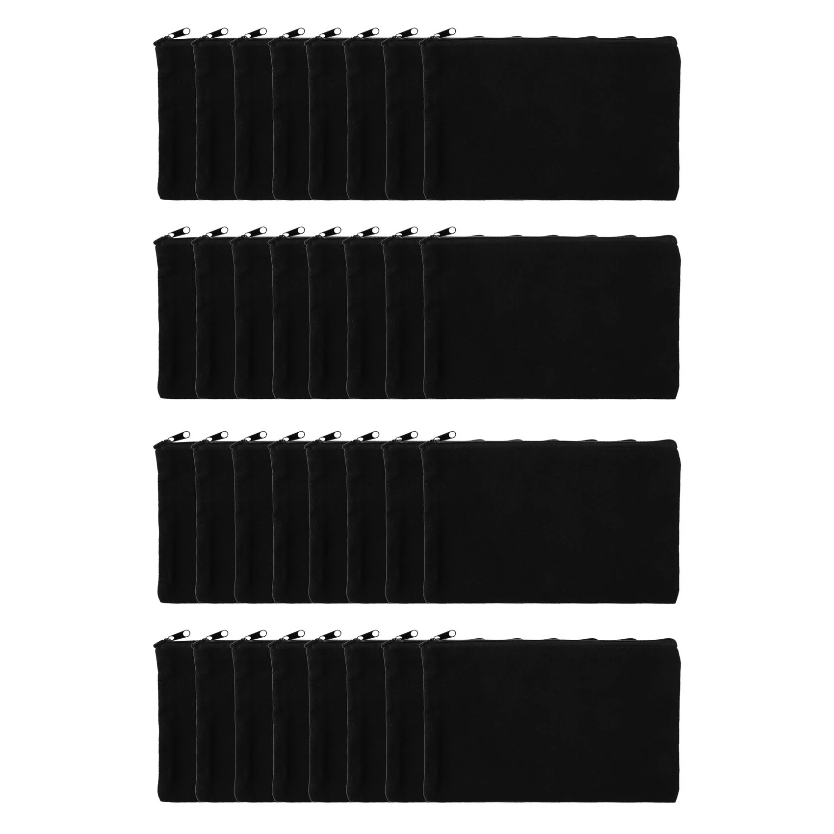 

32Pcs Blank Canvas Makeup Cosmetic Bags Pouch With Zipper, Pencil Pen Pouch Case DIY Craft Bags For DIY Craft (Black)