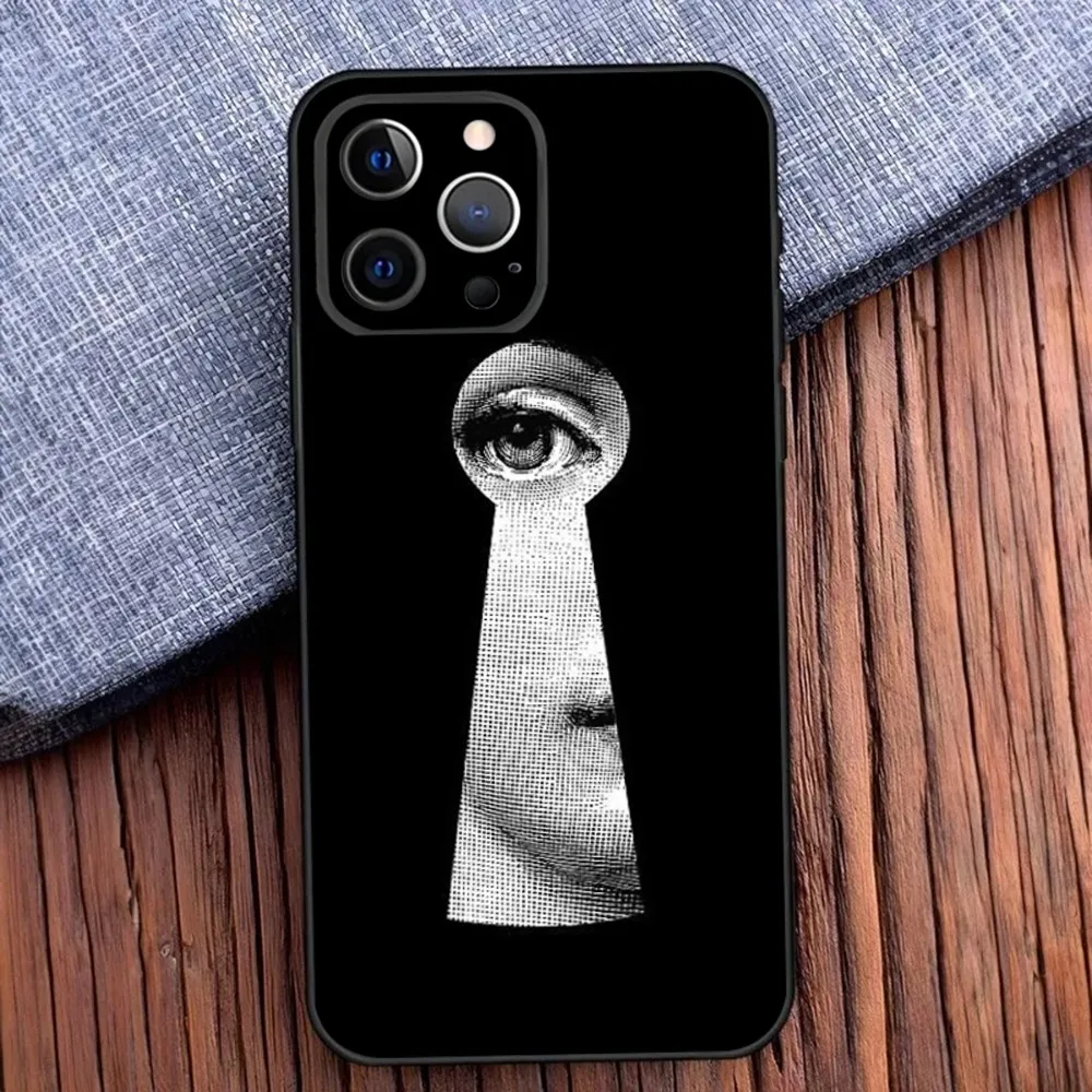 Face Art P-Piero F-Fornasetti Phone Case For iPhone 16 15 14 13 12 11 Pro X XS Max XR Plus Mini Soft Black Cover