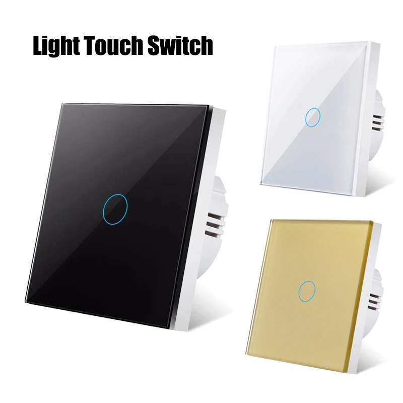 

Light Touch Sensor Switch EU Standard 3 Color Power 1 Gang 1 Way Wall Lamp Light Switch AC100-240V Led backlight Panel