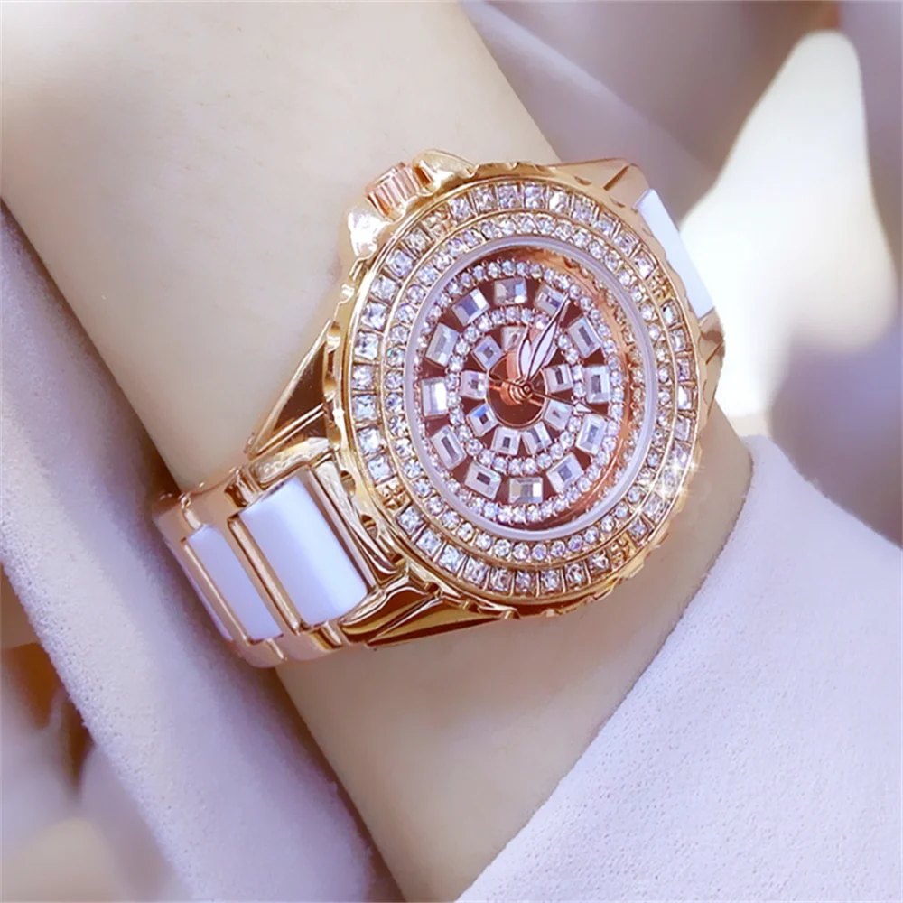 Watch For Women Full Diamond Women'S Watches Gold Bracelet Ceramic Strap Female Waterproof Fashion Quartz Wristwatch New enlarge