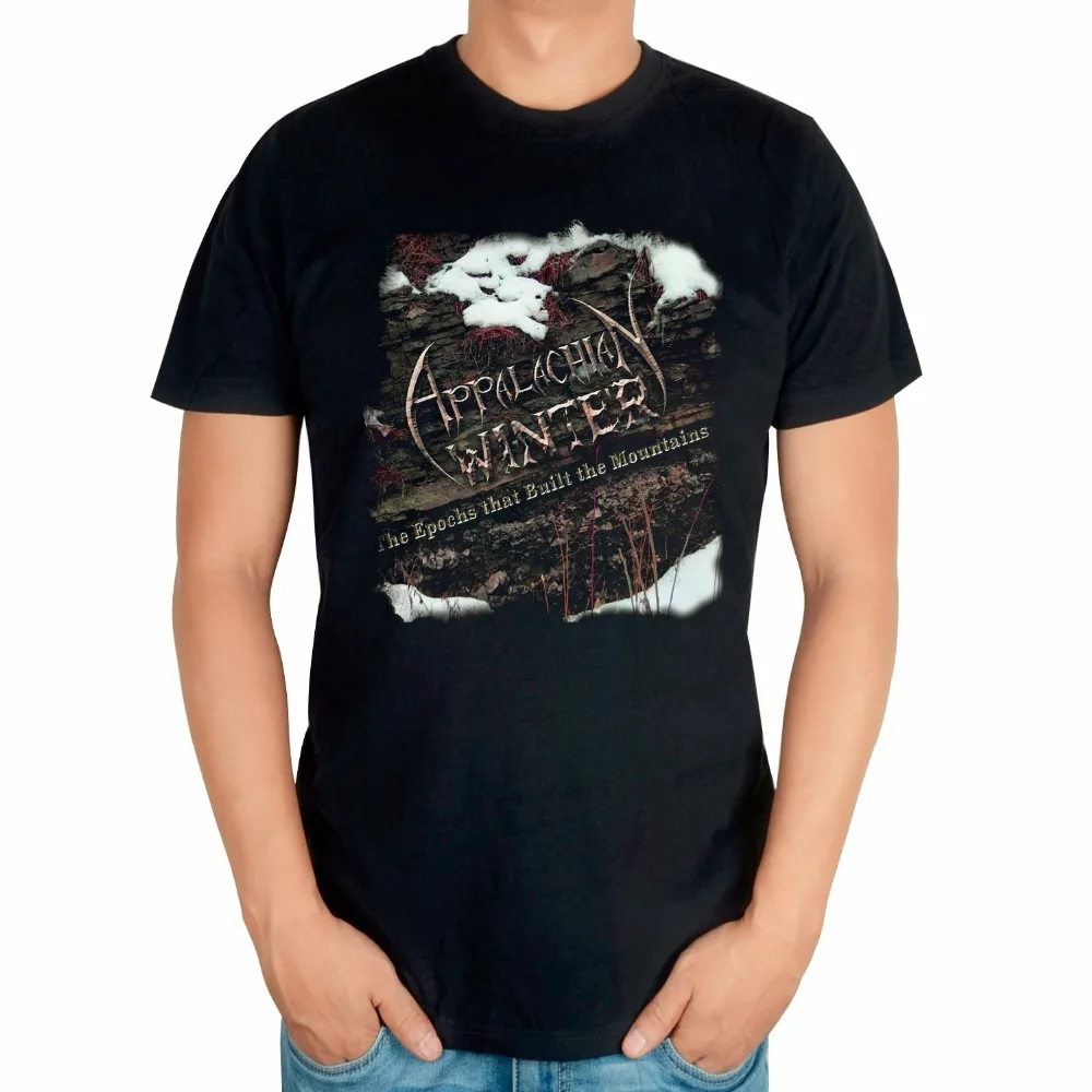 

Зимняя футболка Appalachian в стиле панк-рок для мужчин и женщин, 3D футболка для фитнеса, 100% хлопок, тяжелый черный металлический принт XXXL