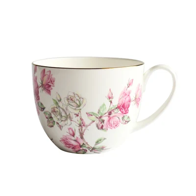 

Кружка LANYUNER костяной фарфор 750 мл с розой и птицей